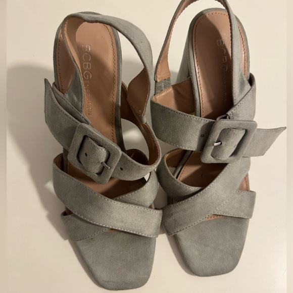 BCBGeneration Blue / Grey Suede Block Heel with Buckle Detail - Picture 3 of 6